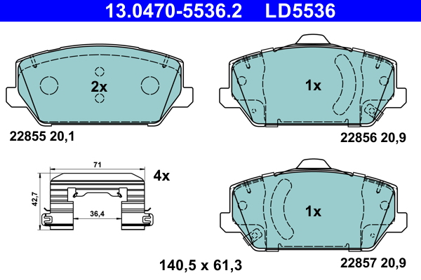 Klocki hamulcowe ATE 13.0470-5536 58101S0A00 HYUNDAI I30 2,0 N 17- przód