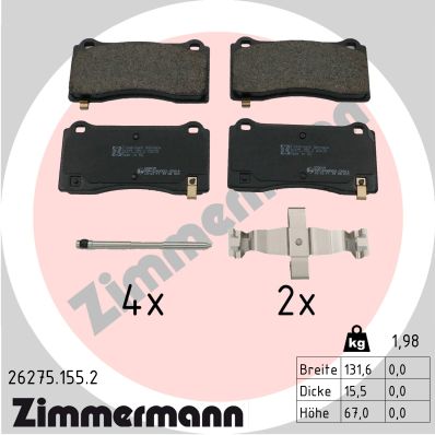Klocki hamulcowe ZIMMERMANN 26275.155.2 800824000A TESLA MODEL 3 17- przód