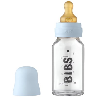 Bibs Baby Glass Bottle Baby Blue Antykolkowa Butelka Szklana Dla Noworodków 110 Ml