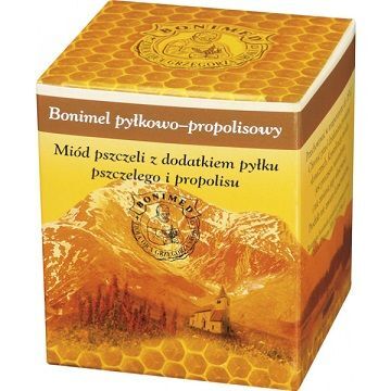 Bonimed Bonimel miód pszczeli z dodatkiem pyłku pszczelego i propolisu, 250g