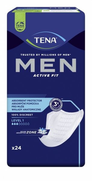 Wkładki anatomiczne TENA Men Active Fit Level 1, 24 szt.