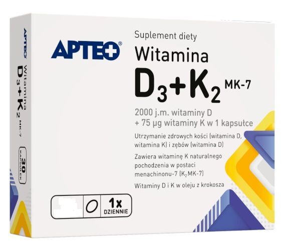 Apteo Witamina D3+K2 MK-7 60 kapsułek