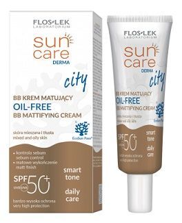 Flos-Lek Laboratorium, Sun Care Derma City Oil-Free, krem tonujący BB SPF50+, skóra tłusta i mieszana, 30 ml