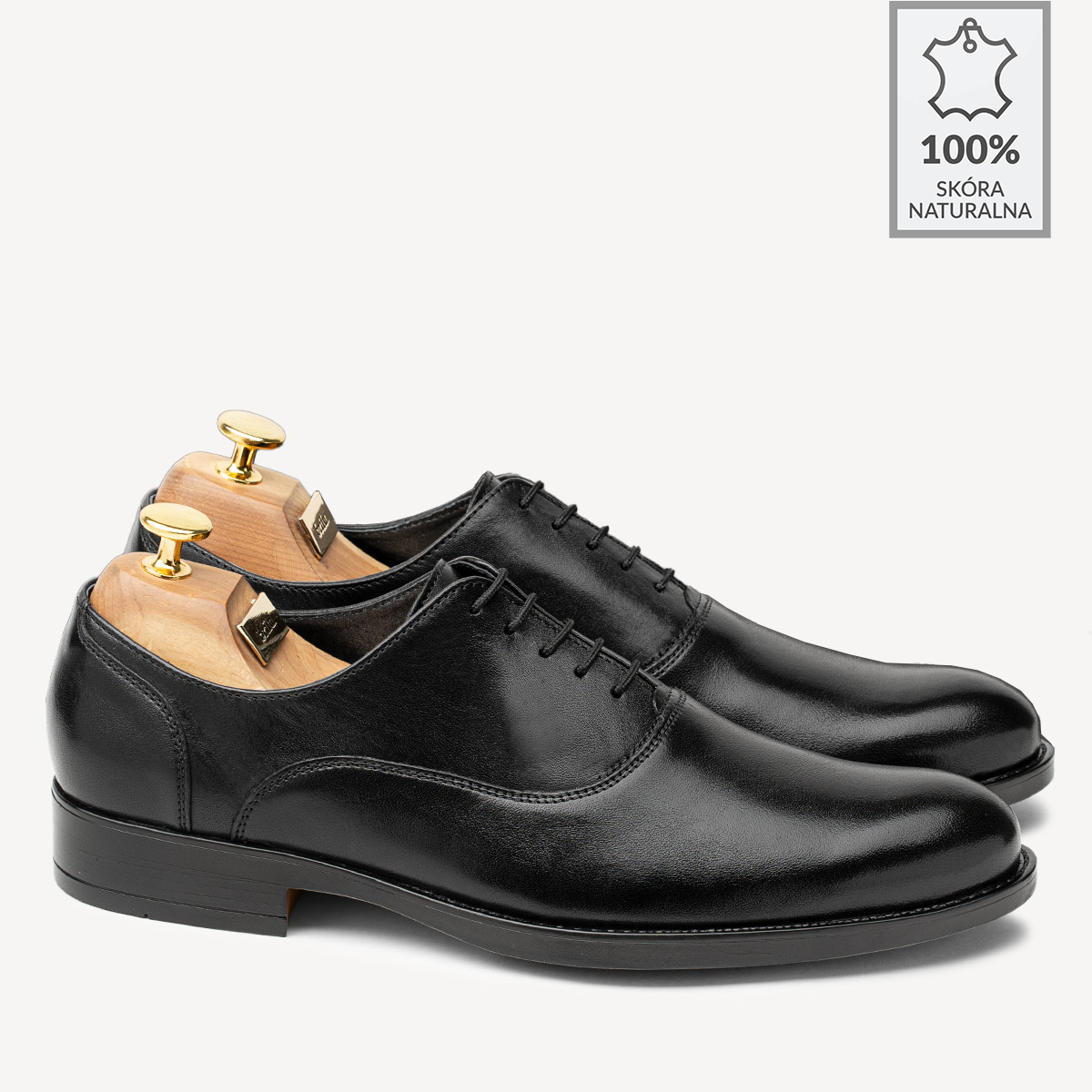 Męskie eleganckie buty ze skóry naturalnej Brenon czarne - BRILU