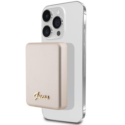 Guess Powerbank indukcyjny 15W GUPBM5ALGSGD 5000mAh złoty/gold MagSafe Metal Script Logo