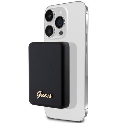 Guess Powerbank indukcyjny 5W GUPBM3ALGSGK 3000mAh czarny/black MagSafe Metal Script Logo