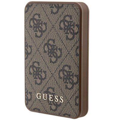 Guess Powerbank 15W GUPB5LP4GEGW 5000mAh brązowy/brown 4G Leather Metal Logo