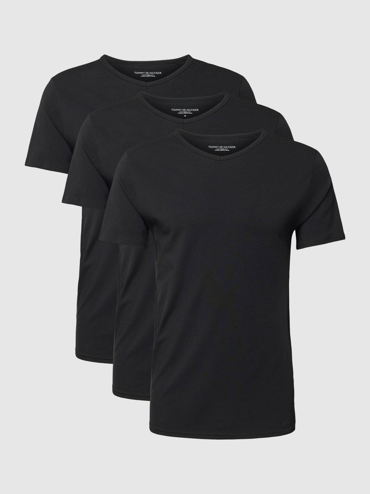 T-shirt z zaokrąglonym dekoltem w serek w zestawie 3 szt.