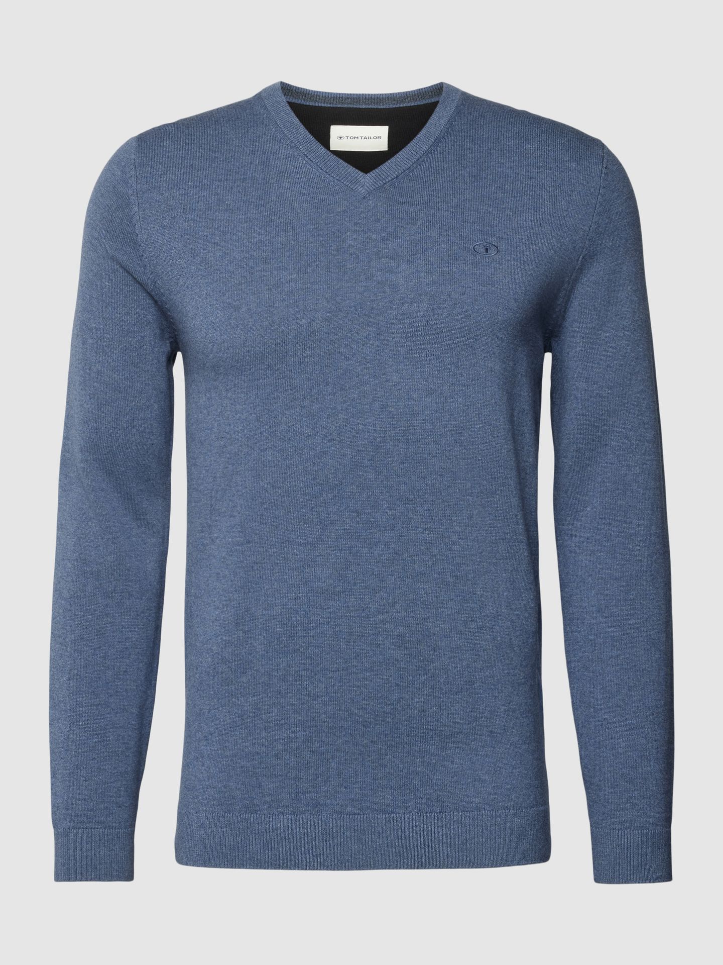 Sweter z dzianiny z dekoltem w serek