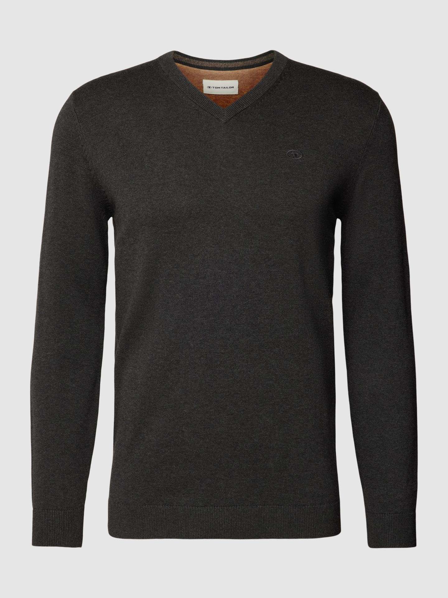 Sweter z dzianiny z dekoltem w serek