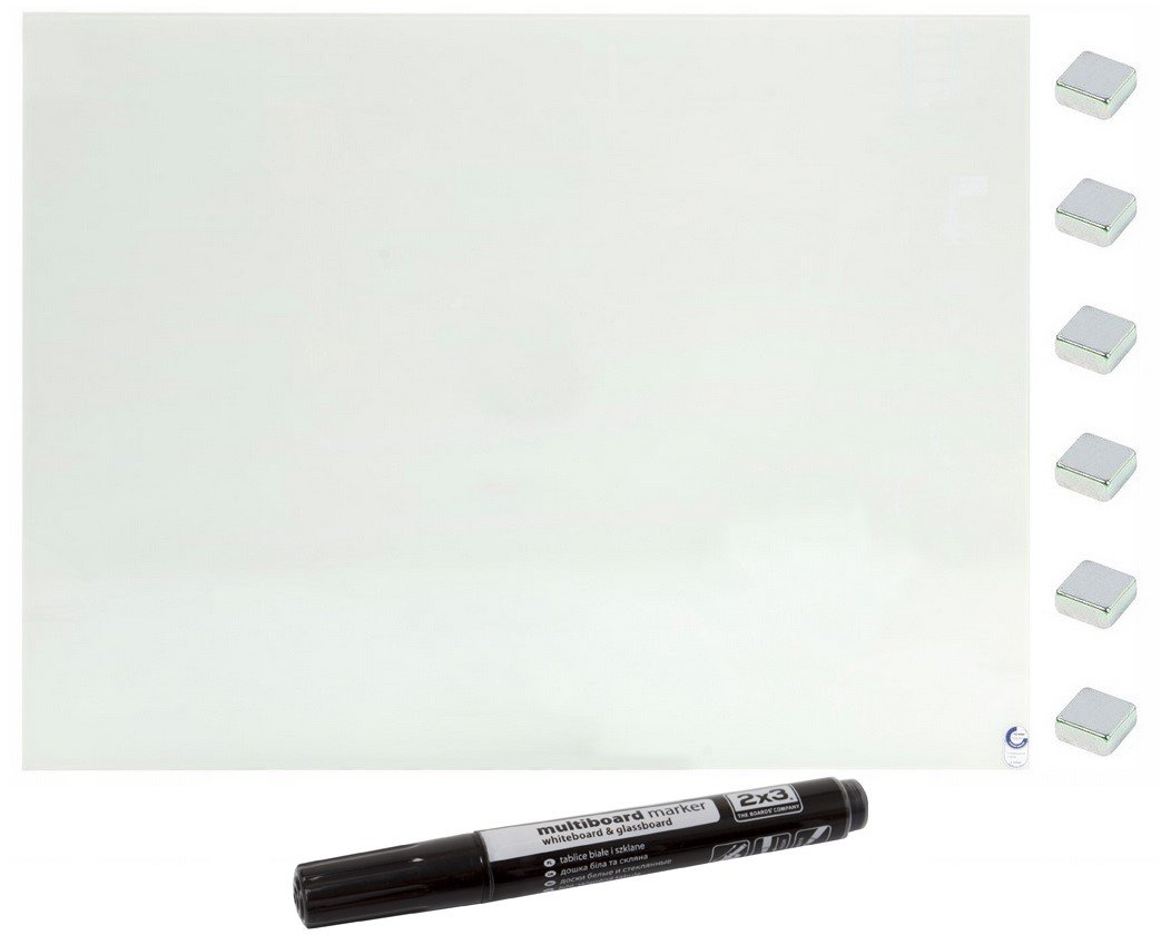 Tablica magnetyczna suchościeralna szklana ozdobna BIAŁA SUPERWHITE 60x10 cm