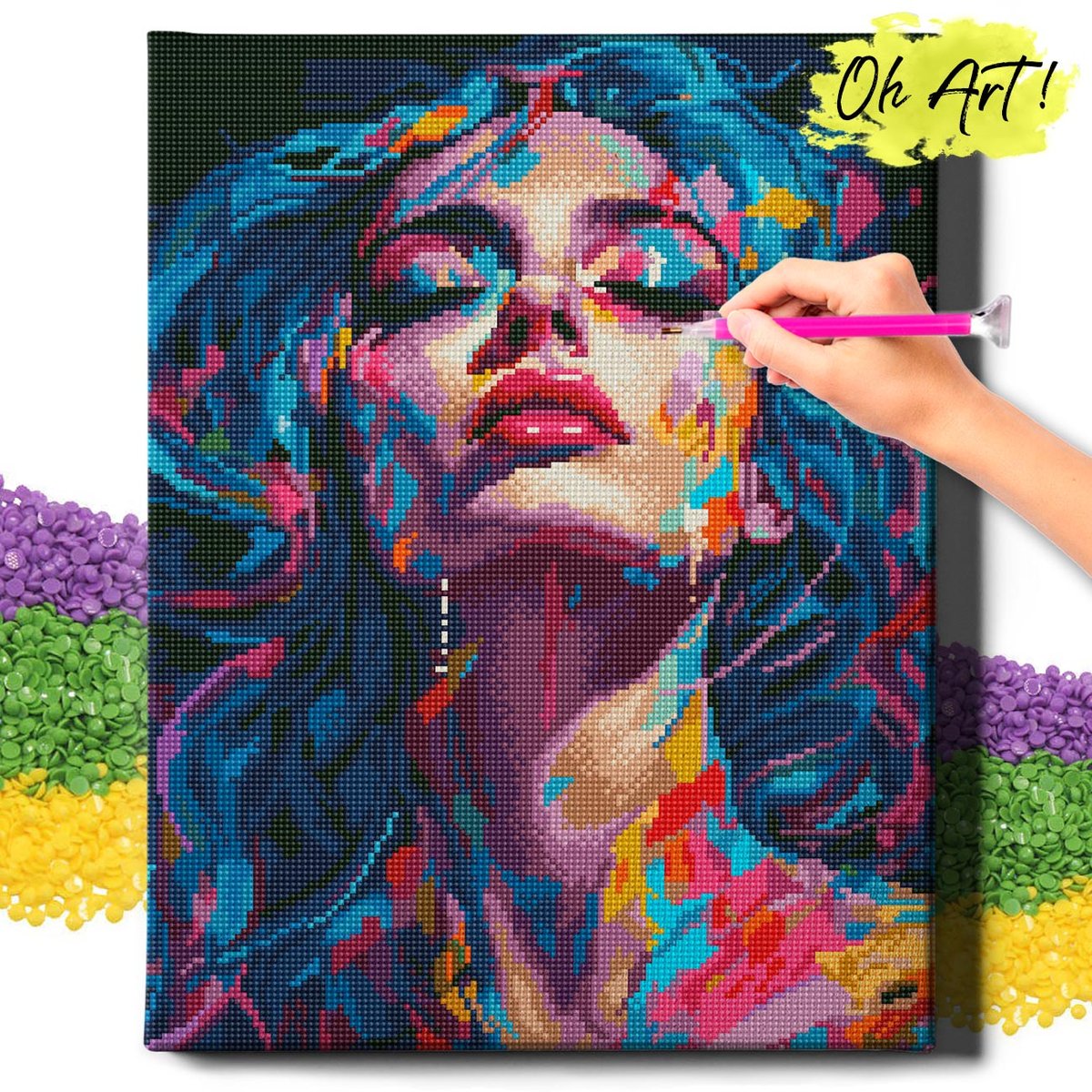 DIAMOND PAINTING 5D z RAMĄ Kobieta Haft Diamentowy Duży Twarz dziewczyny Mozaika 40x50 cm