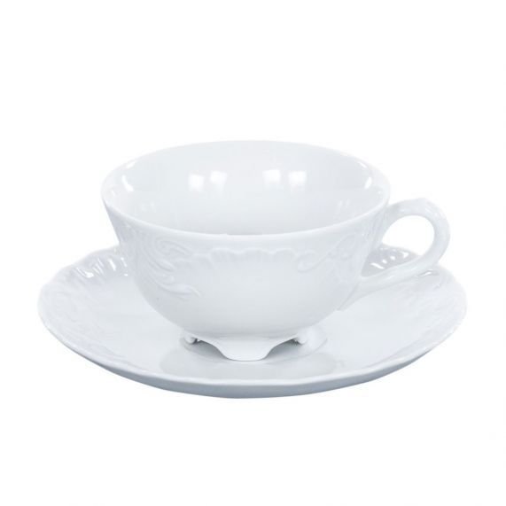 Ćmielów Filiżanka zestaw 6 sztuk classic 220 ml Rococo Maria białe 0001