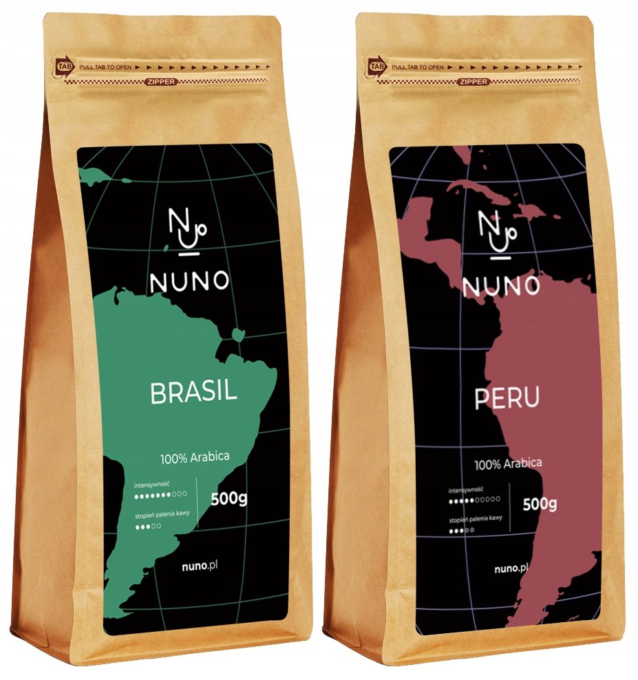 KAWA NUNO BRASIL+ PERU ŚWIEŻA 72H ARABICA 2X500G