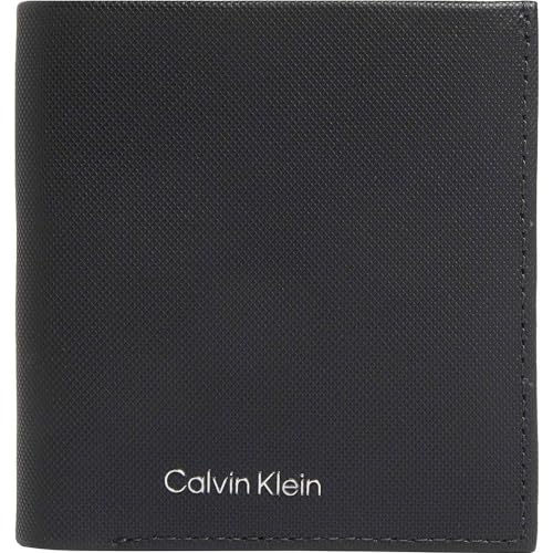 Calvin Klein Męskie Must Trifold 6CC W/Portfele na monety, Ck Black Pique, jeden rozmiar, Ck Czarna Pika, Rozmiar Uniwersalny