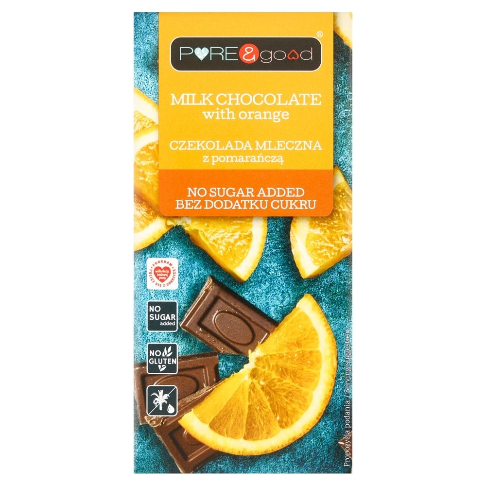 Czekolada mleczna z pomarańczą bez dodatku cukru 75 g Pure&Good