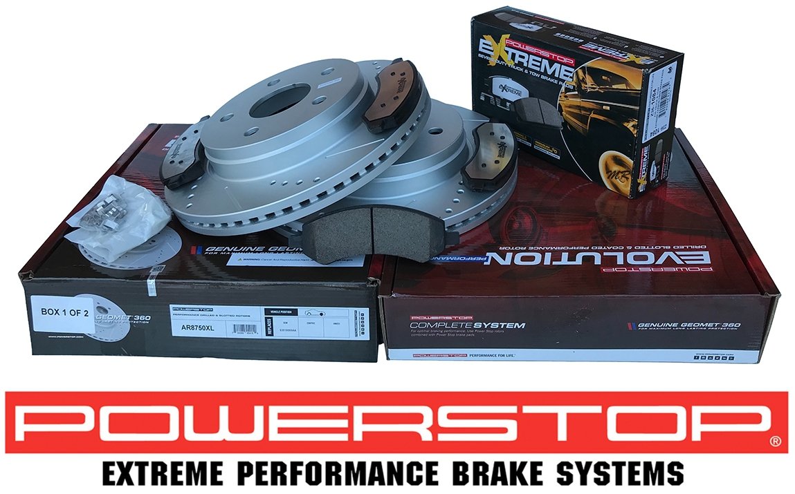 Przednie klocki + wiercone nacinane tarcze hamulcowe POWERSTOP EVOLUTION Dodge Durango 2007-2009