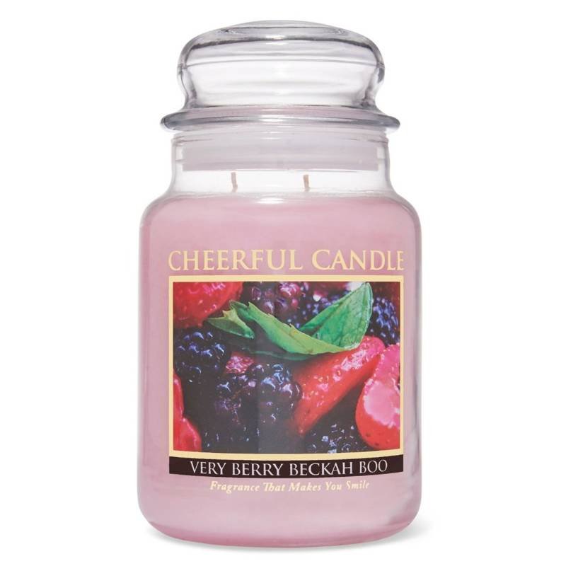 Cheerful Candle duża świeca zapachowa w szklanym słoju 2 knoty 24 oz 680 g - Very Berry Beckah Boo