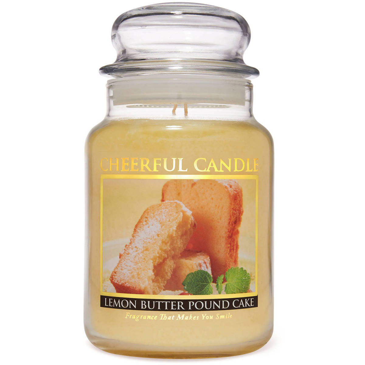 Cheerful Candle duża świeca zapachowa w szklanym słoju 2 knoty 24 oz 680 g - Lemon Butter Pound Cake