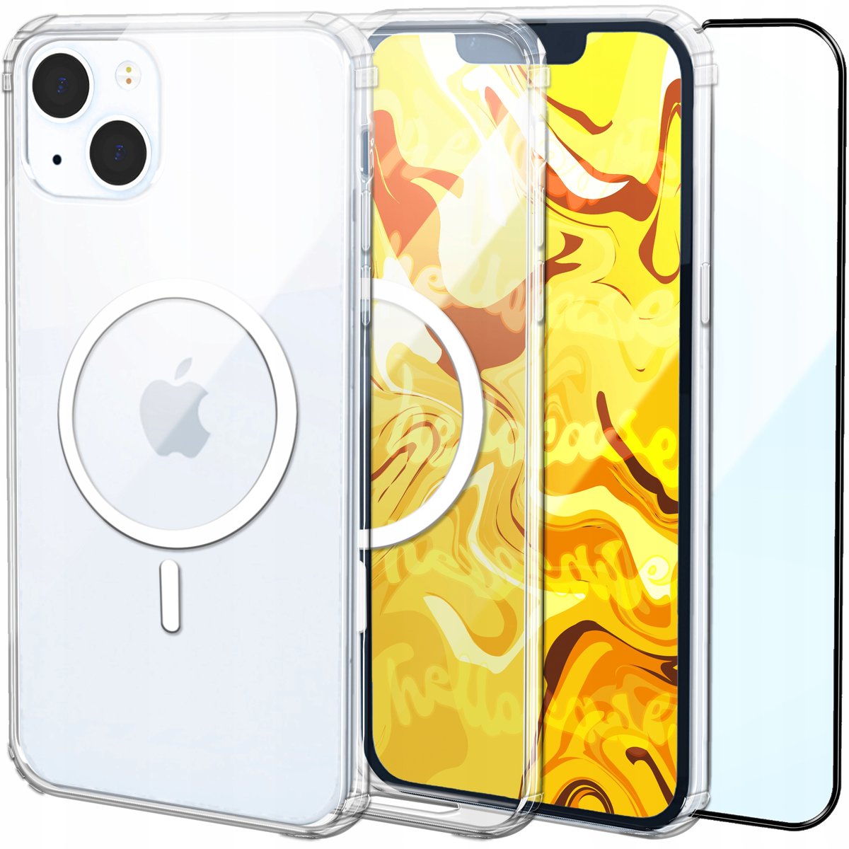 Etui Do Iphone 14 | Pancerne Clear Case | Obudowa +Szkło Hartowane