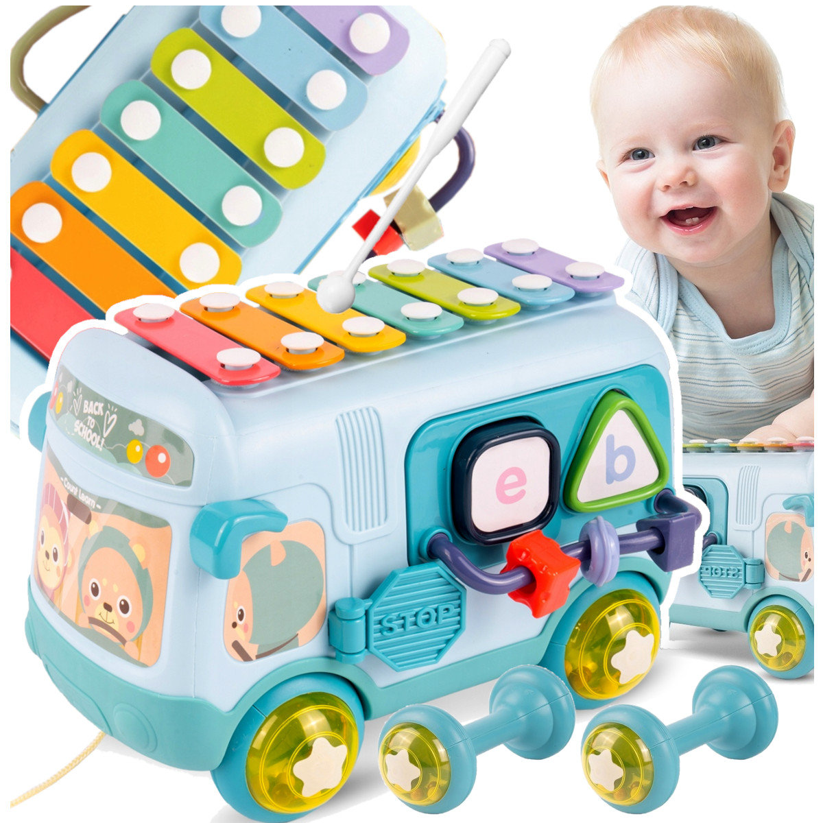 Edukacyjny Autobus Cymbałki Sorter Dla Dzieci Z804N