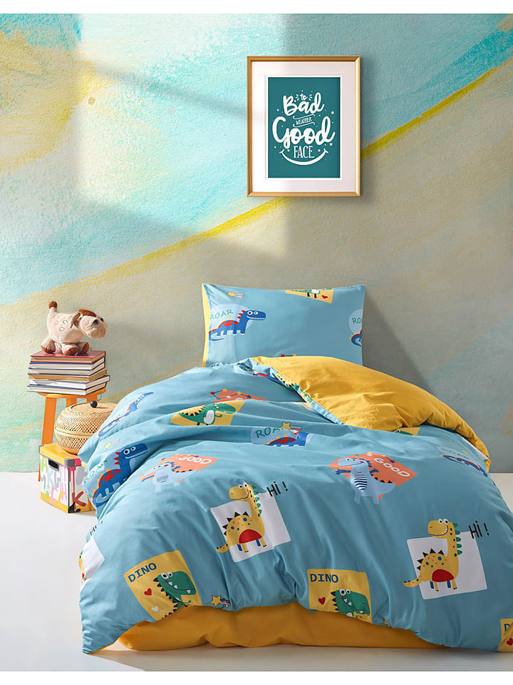 Elizabed Komplet pościeli w kolorze błękitno-żółtym