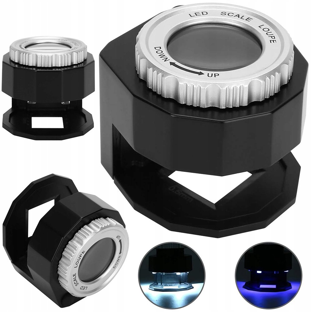 Lupa Jubilerska Mikroskop 30X 3 Led Uv Kieszonkowy