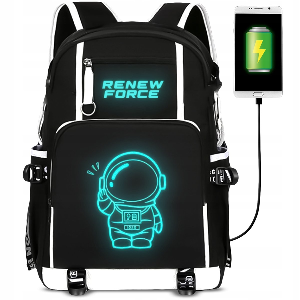 Pojemny Plecak Szkolny Świecący Wielokomorowy Wodoodporny Astronauta 35L Xl Glv-X3