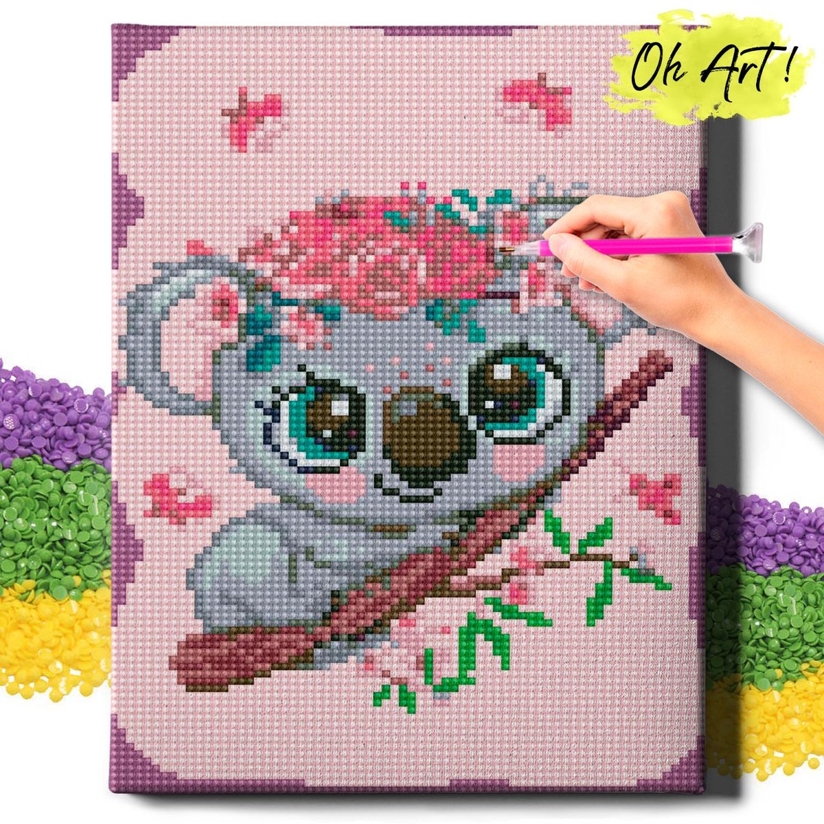 HAFT DIAMENTOWY 5D z RAMĄ Mała koala Diamond Painting Mozaika Dla Dzieci Zwierzęta Oh Art!