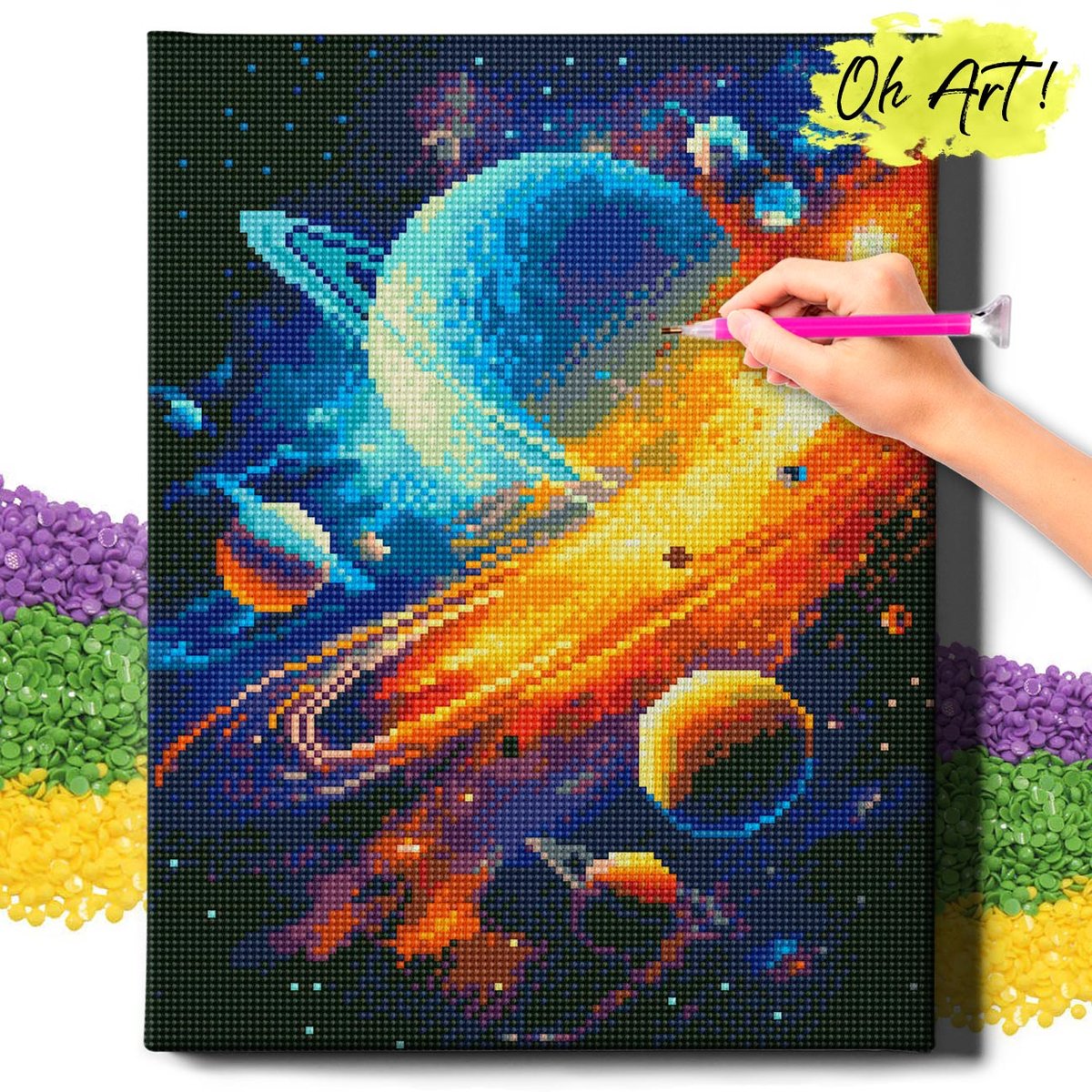 DIAMOND PAINTING 5D z RAMĄ Inna galaktyka Haft Diamentowy 30x40 Mozaika Kosmos Oh Art!