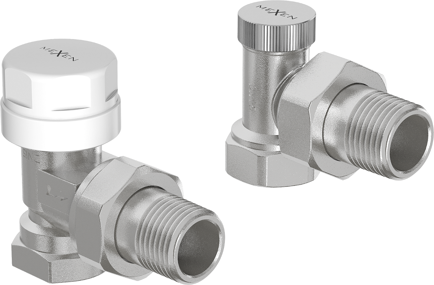 Mexen zawory grzejnikowe kątowe, nikiel - W913-012-01