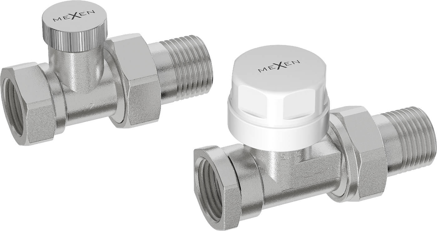 Mexen zawory grzejnikowe proste, nikiel - W914-012-01