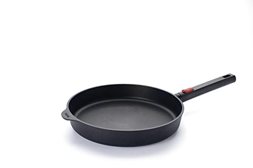 Woll Diamond QXR Eco Logic patelnia żeliwna, indukcyjna, Ø 28 cm, wysokość 5 cm, ze zdejmowanym trzonkiem – nadaje się do wszystkich rodzajów kuchenek, nie zawiera PFAS, aluminium, odporna na