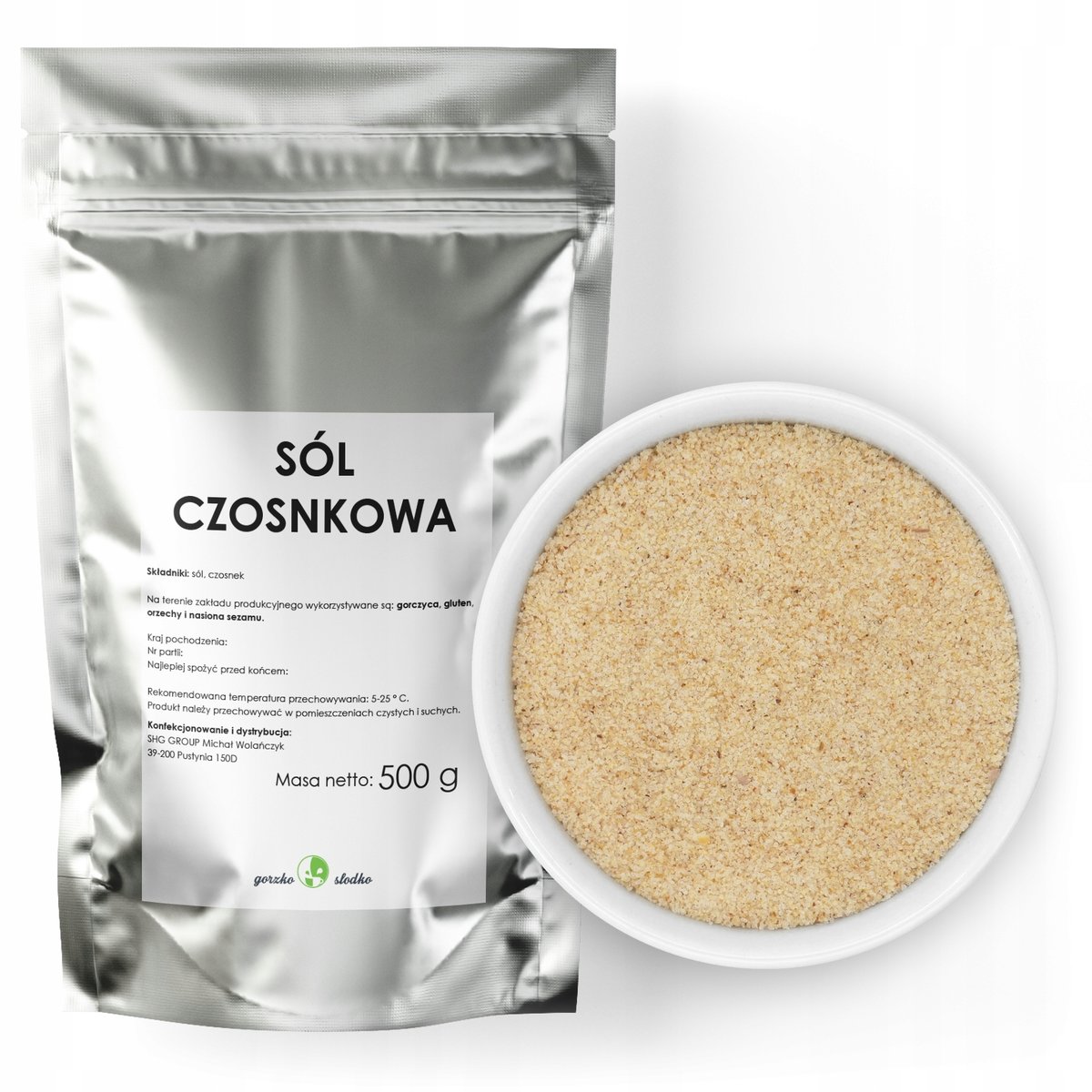 sól czosnkowa 500g sól z dodatkiem czosnku do mięs