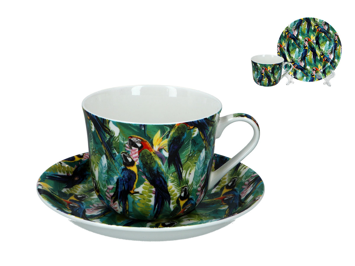 Filiżanka Śniadaniowa Ze Spodkiem - Tropical Birds (Fbch)