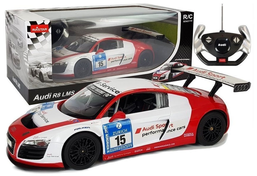 Coil Zdalnie Sterowany Samochód Auto Rc Pilot Audi R8 Lms Pojazd Biały 1:14 27Mhz