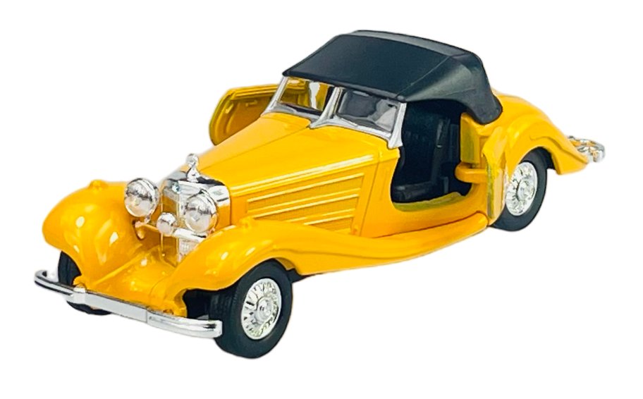 Welly Old Timer 1936 Mercedes-Benz 500K Żółty Z Dachem 1:34 Samochód Nowy Metalowy Model