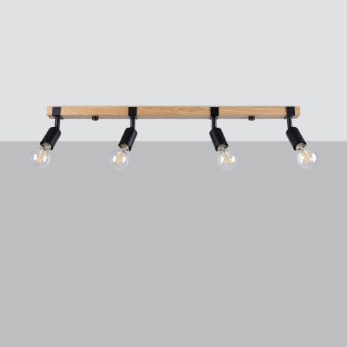 Zuca lampa sufitowa (spot) 4xE27 czarna/jasne drewno SL.1298