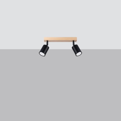 Verdo lampa sufitowa (spot) 2xGU10 czarny/jasne drewno SL.1291