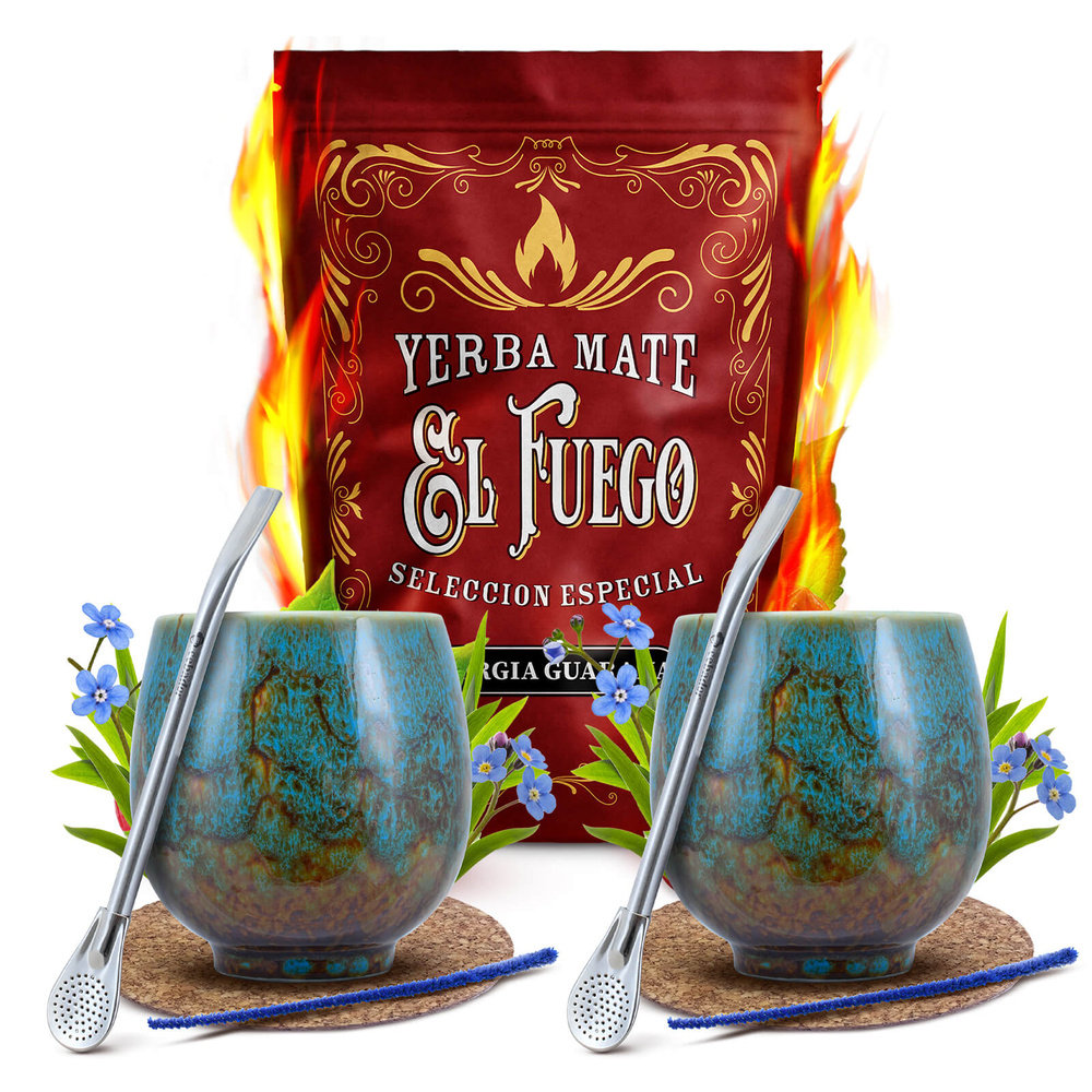 Zestaw STARTOWY DLA DWOJGA Yerba Mate El Fuego Energia tykwa bombilla 500g 0,5kg