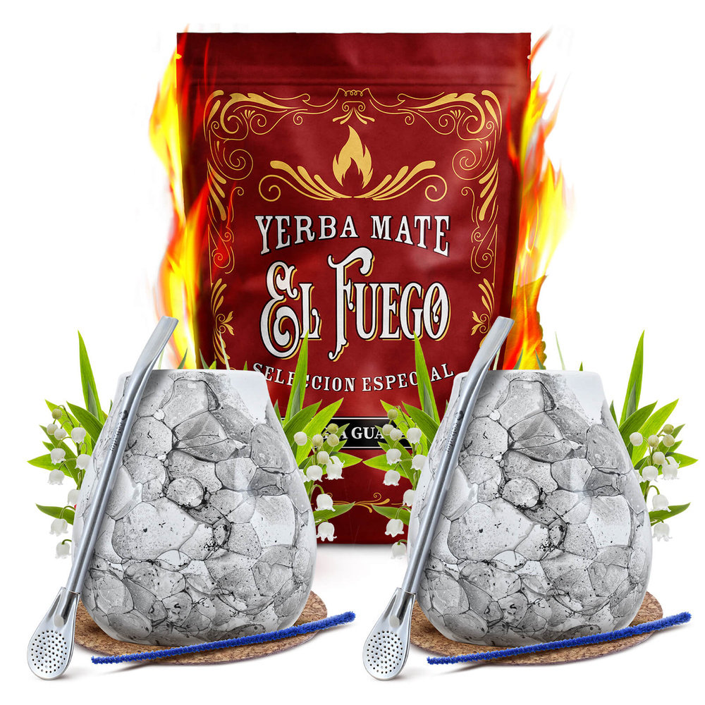 Zestaw STARTOWY DLA DWOJGA Yerba Mate El Fuego Energia tykwa bombilla 500g 0,5kg