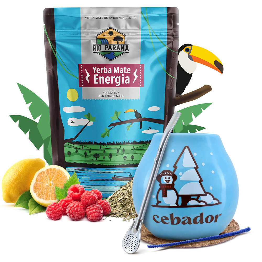 Zestaw ZIMOWY Yerba Mate Rio Parana Energia tykwa bombilla 500g 0,5kg