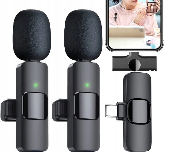 Bezprzewodowy Mikrofon Krawatowy Usb C Dla Android Ios Streaming Live Vlog