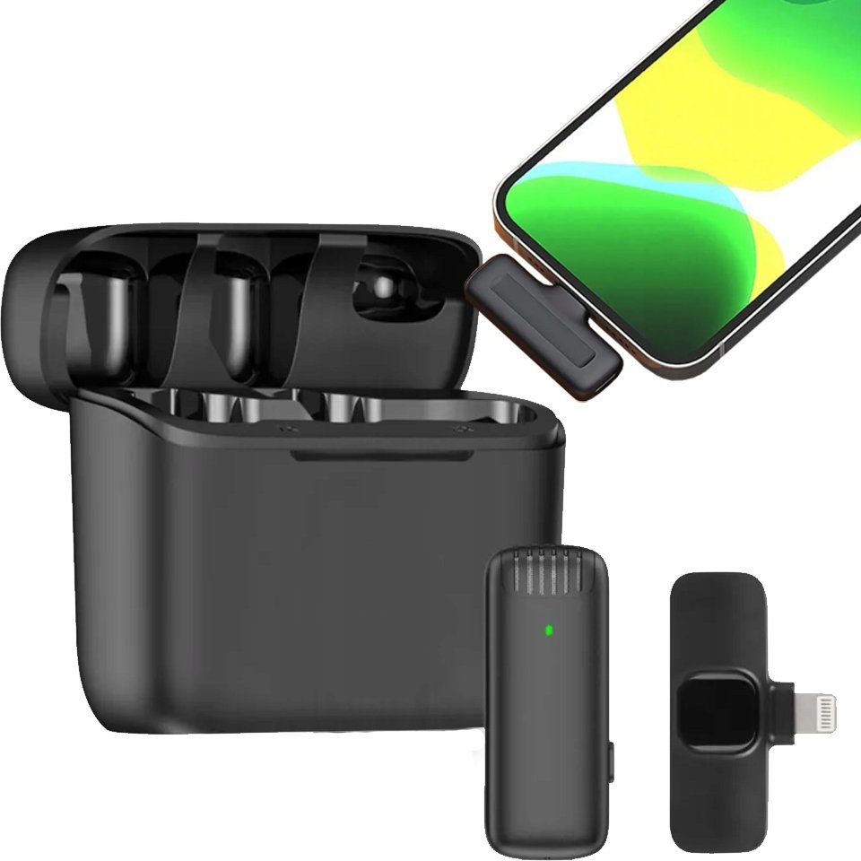 BEZPRZEWODOWY MIKROFON KRAWATOWY LIGHTNING IOS STREAMING LIVE VLOG