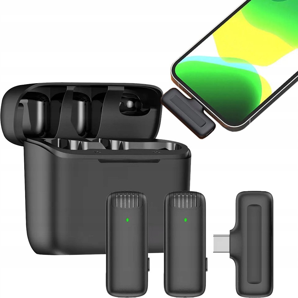 BEZPRZEWODOWY MIKROFON KRAWATOWY USB C DLA ANDROID IOS STREAMING LIVE VLOG