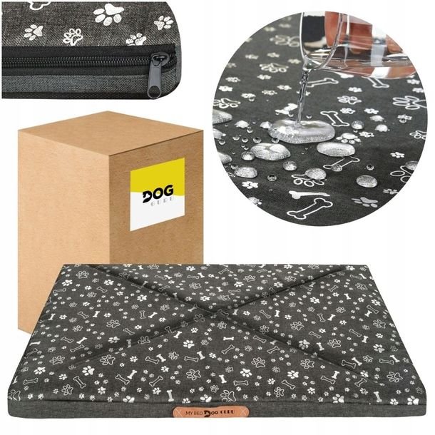 Legowisko Dla Psa 120X70X5 Cm Wodoodporne Duże Xxl Materac Z Zamkiem - Szare Łapki I Kostki