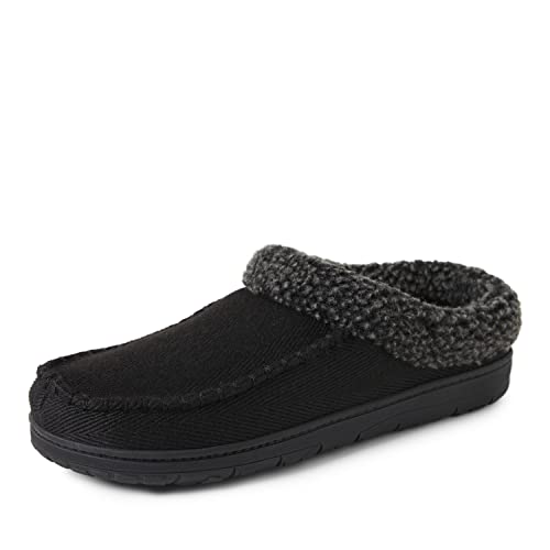 Dearfoams Męskie kapcie Brendan Memory Foam Clog, Czarny twill, medium