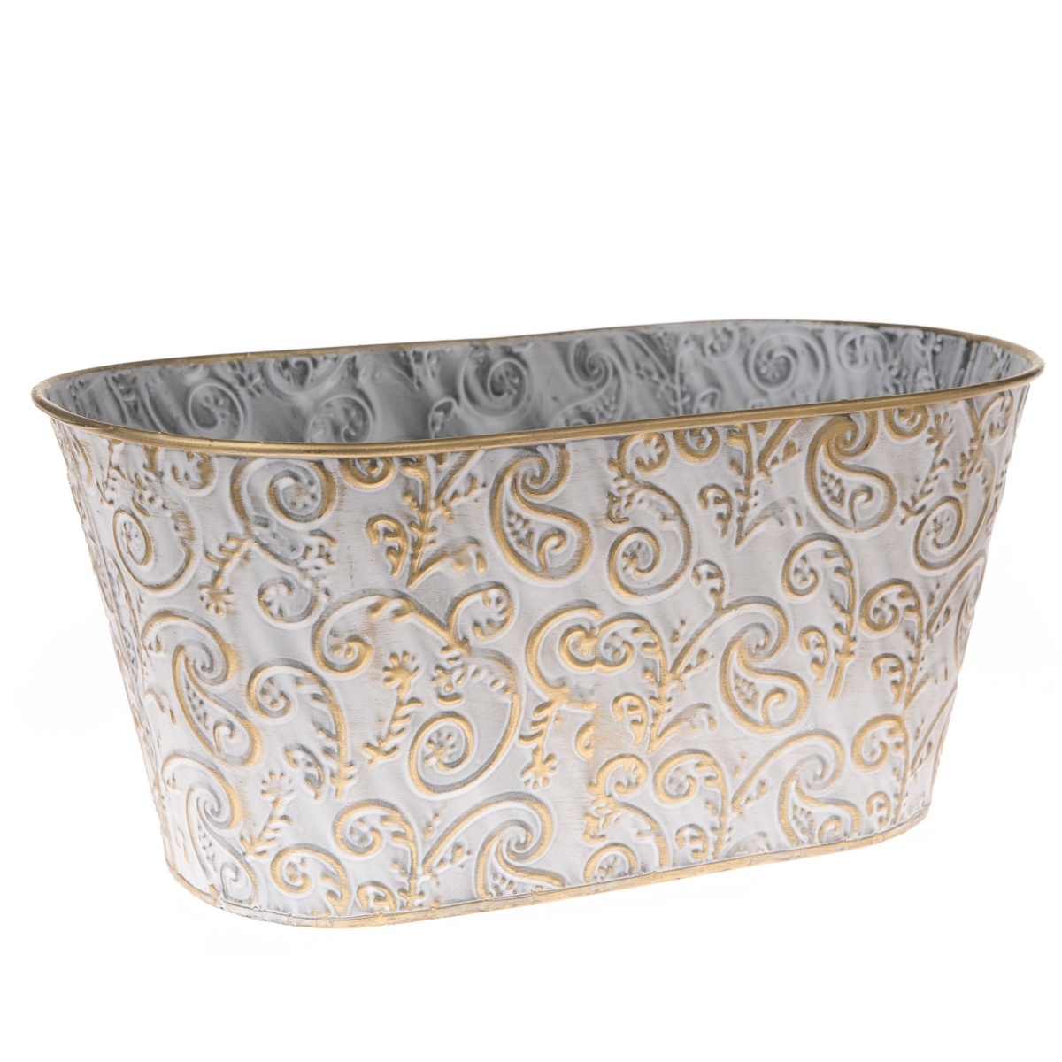 Metalowa osłonka na doniczkę Gold wawe, 29 x 16 cm