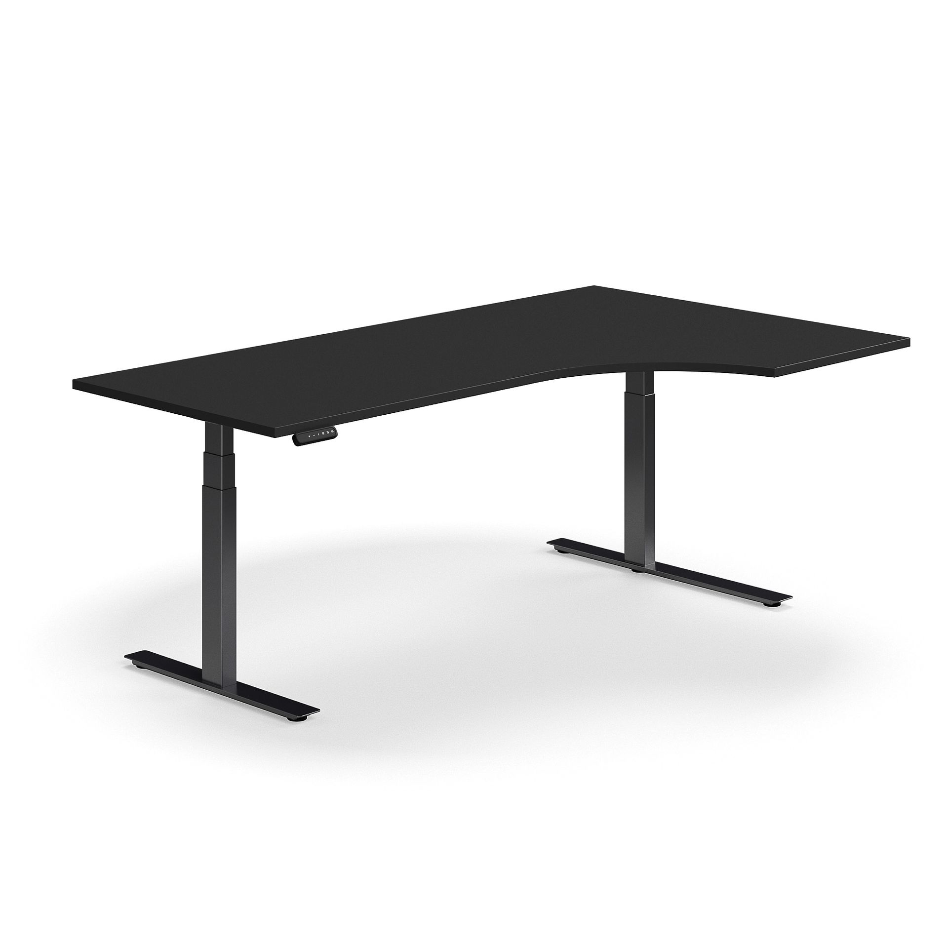 Biurko z regulacją wysokości QBUS, ergonomiczne, 2000x1200 mm, czarna rama, czarny
