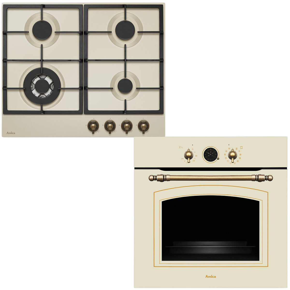 Zestaw AGD do zabudowy Amica Retro Płyta Gazowa PGA 6101APCI RETRO + Piekarnik ED17319W RETRO Beżowy